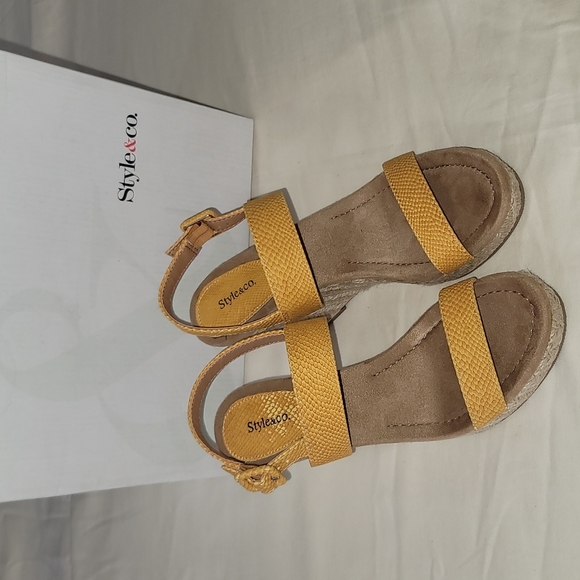 Style & Co. Shoes Style Co Radley Platform Wedge Golden Glow Sandal